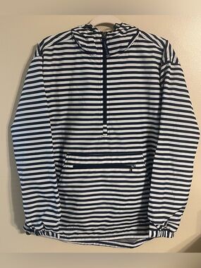 NWT Charles River Apparel Navy White Striped 1/2 Zip Rain Jacket Women's Medium